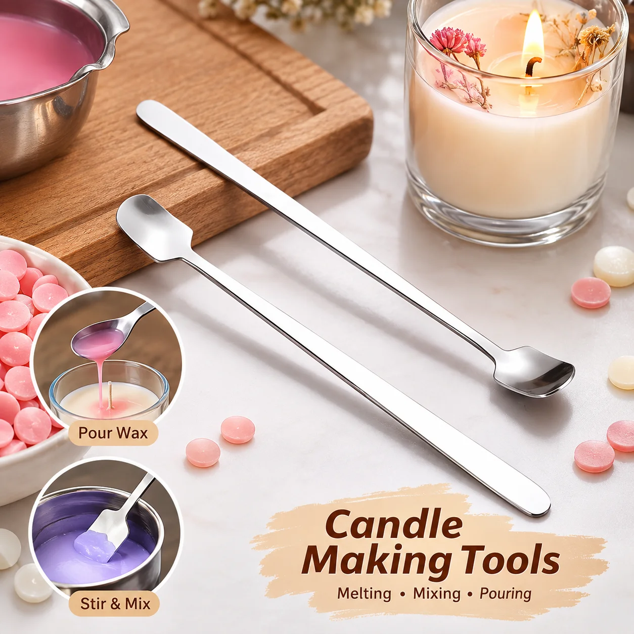 Candle Making Instructions - Juego de cucharas para hacer velas